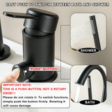 SUBEIXI Roman Tub Faucet with Hand Shower Matte Black 3 Hole Deck Mount Bathtub Faucet with Sprayer All Metal High Flow Bathtub Faucet Tub Filler High Arch Spout