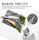 Styled Settings Stainless Steel Knife Set with Built In Sharpener - 14 Piece Ultra Sharp, High Carbon Stainless Steel Kitchen Knife Set Includes White Knife Block with Sharpener Built In