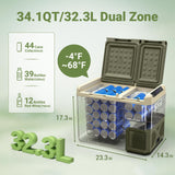 BODEGACOOLER 12 Volt Car Refrigerator, 34.1 Quart Car Fridge Dual Zone, 12V Portable Freezer APP Control, RV Car Cooler -4℉-68℉