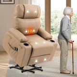 BRTHORY Leather Power Lift Recliner Chair for Elderly, with Massage & Heat