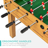 Best Choice Products 48in Foosball Table for Kids and Adults, Game Room Arcade Soccer Game Table w/ 2 Balls, 2 Cup Holders, Ergonomic Handles, Chrome Finished Metal Bars - Light Brown
