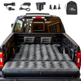 JOYTUTUS 6.4-6.7Ft Truck Bed Air Mattress with Removable Tailgate Extension,Thickened Inflatable Full Size Regular Truck Beds, with Air Pump&2 Pillows,Black