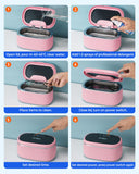onlikin 35W Ultrasonic Jewelry Cleaner, 45KHz Retainer Cleaner for Jewelry, 5 Timer & 3 Power Modes, Eyeglasses, Rings, Watch Strap, Dentures - 20oz, 304 Stainless Steel Tank, Quiet <38dB (Pink)
