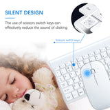 Wireless Keyboard and Mouse Ultra Slim Combo, 2.4G Silent Compact, PC/Laptop/Windows/Mac - White TopMate