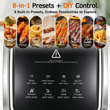 AOJIMYCA Glass Air Fryer, Portable Air Fryer with 6.0QT Glass Container, Adjustable Time & Temp, Power-Off & Overheat Protection, 8-in-1 Non Toxic AirFryer for Quick Easy Meals