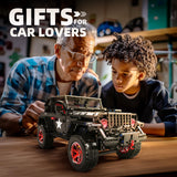 RC Off-Road SUV Wrangler Black Warrior Building Kits, 1/8 Scale Pickup Truck Car with Remote Control Lights, Challenge Building Blocks Gift for Technical Enthusiasts Adults & Teens Age 14+ (2272PCS)