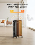 Oil Filled Radiator Heater for indoor use Large Room Safe with Thermostat, 1500W, Black PELONIS