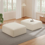 40" Oversized Square Corduroy Ottoman, Large Ottoman Pouf Footstool, Beige