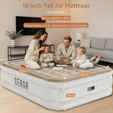 Sebor Air Mattress Queen with Built-in Pump 18", Comfortable Self-Inflating Air Mattress with High-Speed Pump, Durable Blow Up Mattress Queen with Storage Bag for Guests, Camping, Travel
