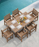 7-Piece Patio Outdoor Table & Chairs, HDPE Dining Set with Umbrella Hole & All-Weather Design for Lawn, Backyard