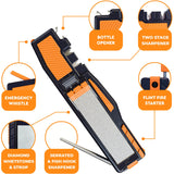 Orange Ninja Pocket Knife Sharpener with Guided Diamond Whetstones – 8-in-1 Tool Sharpener for EDC, Outdoor, Hunting & Camping Knives - Includes Diamond Rod, Leather Strop & Fire Starter