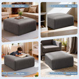 40" Oversized Square Corduroy Ottoman, Large Ottoman Pouf Footstool, Grey