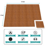 Sorbus 96 Sq. Ft. Wood Grain Floor Tiles Foam Mat EVA Interlocking Mats Tile 3/8-Inch Thick Flooring Wood Puzzle Exercise Mats w/Borders - Home Playroom Basement, Apartment, Trade Show, Baby, Dance