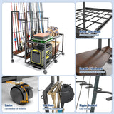 Miratino Fishing Rod Holders for Garage, 24 Rod Fishing Pole Rack Cart with Wheels, Fishing Rod Storage Organizer with Shelves, Rolling Tackle Storage Rack for Fishing Gear, Garage Basement Shed