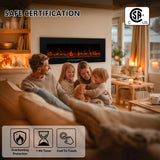 84 inches Electric Fireplace, Recessed & Wall Mounted Fireplace Heater 13 * 13 Colors Flame &Fuel Bed w/5 Dimmer, Touchscreen &Remote Control Temp, Overheating Protect, Hardwired, 1500W, Black
