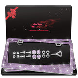 Bling License Plate Frames 2 Pack - Stainless Steel Rhinestones Car Accessories with 1200 Crystals, Universal Fit Decorative Diamond Plate Covers for Women Men All Cars -Purple