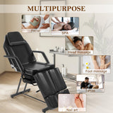 KIIUMI Tattoo Chair for Client, Facial Bed Esthetician Massage Headrest Table with Rolling Stool, Split Legs Design, Professional Beauty Lash Bed for Salon Spa Barber Massage Equipment, Black