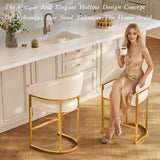 Modern Counter Height Bar Stools,Bar Stools Set of 6,PU Leather Upholstered Barrel Barstools with Backs