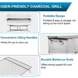 IRONWALLS Portable Charcoal Grills, 32" x 8" Stainless Steel Folded Camping Grill Kebab Skewer Barbecue Grill Kit for Garden Backyard Party Picnic Travel Home Outdoor Cooking Use