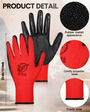 48 Pairs Gardening Gloves for Men Women Rubber Coated Safety Work Gloves Bulk for Gardening Construction Work(Red, Black)