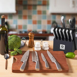 imarku 14-Piece Knife Block Set, Knife Set with Block and Build-in Sharpener, Japanese Stainless Steel Knife Set for Lasting Sharpness, Dishwasher Safe, Black