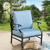 MIXPATIO 6-Piece Wrought Iron Patio Conversation Set, Blue