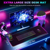 Wireless Charging RGB Gaming Mouse Pad with Foldable Phone Holder, Black