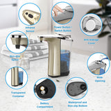 PZOTRUF Automatic Soap Dispenser, Touchless Dish Soap Dispenser 17oz/500ml with Infrared Sensor, 5 Adjustable Soap Dispensing Levels, Liquid Hand Dispenser for Bathroom Kitchen Sink(Champagne Gold)