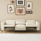 NessCarst 112.5" Dual Motor Power Reclining Sofa, Plush Faux Leather Couch