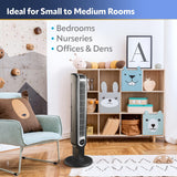 Oscillating Tower Fan, 3 Quiet Speeds, Timer, Remote Control, for Bedroom, Kitchen, Office, 36", Black, 2511 Lasko