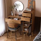 DinaiteEain 39.76" Modern Makeup Vanity Desk Without Mirror, Walnut Vanity Table with Drawers & Storage Cabinet, Small Space Dressing Table for Bedroom, Apartment & Home Office