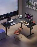 Inches Reversible L Shaped Standing Desk Height Adjustable, Electric Corner Computer Desk with Cup Holder