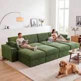 ReeQuo 150" Oversized Sleeper Sofa Cloud Couch Modular Sectional Sofa Green
