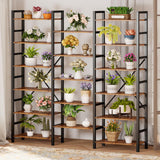 Bookshelves 6 Tiers Triple Wide Industrial Bookshelf, Large Etagere Bookshelf Open Display Shelves