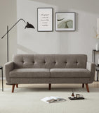 Tbfit 77.2" W Linen Sofa Couch, Mid Century Modern Decor Loveseat Couches for Living Room, Button Tufted Upholstered Small Couch for Bedroom, Solid, and Easy to Install Love Seats Furniture, Grey