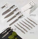 Styled Settings Stainless Steel Knife Set with Built In Sharpener - 14 Piece Ultra Sharp, High Carbon Stainless Steel Kitchen Knife Set Includes White Knife Block with Sharpener Built In
