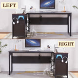 Executive Desk with Power Outlet, Lockable File Drawer and Storage Shelves,L Shaped Office Desk with Pegboard