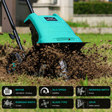 IncwBo Electric Rototiller Garden Tiller 12 Inch Tilling Width 8-Inch Electric Tiller 10.5 Amp Tiller Cultivator for Garden Yard