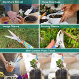 Garden Tool Set, Stainless Steel Heavy Duty Gardening Tools 30 PCS w/Floral Print