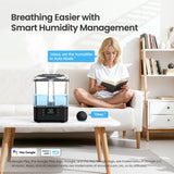 MERONTE Smart Humidifiers for Bedroom Home, 6L Cool Mist Top Fill Humidifier Large Room with Essential Oil Diffuser, Touch/APP/Voice Control, NightLight Humidifiers for Nursery & Plants (Black, 1Pack)