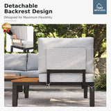 MFSTUDIO 6-Seat Metal Patio Sofa Sectional Set with Gray Cushions