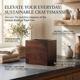 Varnuix Bamboo Trash Can with Bin Liner Built-in Frame and Premium Lid - Wooden Bathroom Trash can, Bamboo Wastebasket for Bathroom, Bedroom, Living Room, Kitchen or Office (Walnut)