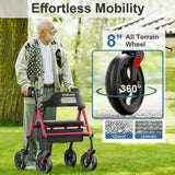 HOMLAND Foldable Rollator Walker with Seat for Seniors, 16" Enlarged Seat