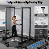 Sportsroyals Squat Rack, LAT Power Cage, Power Rack Multi-Function with Pulley System and Training Attachments for Home Gym