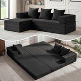 79" Modular Sectional Sofa, Boneless Convertible Sleeper Sofa Bed, Modern Tri-Folding Cloud Couch with L-Shape Chaise, Corduroy Futon for Living Room Small Spaces Apartment, No Assembly
