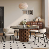 VAFON 51.18" Sintered Stone Dining Table, Round Kitchen Table for 4-6