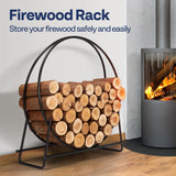 VIVOHOME 32 Inches Firewood Log Rack Hoop with Cover, Heavy Duty Solid Steel Fire Wood Storage Rack and Cover Set with Zipper, Round Log Holder Ring for Indoor Outdoor Patio Deck Porch