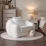 SICOTAS 90.6" Curved Convertible Sofa Couch Bed for Living Room Futon Cloud Boneless Sleeper Sofa Pull Out Floor Couch with Deep Seat Modern 3 Seater Foam Bed No Assembly for Bedroom Apartment, White