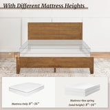 Cozyman Queen Bed Frame with Headboard, 100% Solid Acacia Wood Platform, 800lb Heavy Duty Support with 10 Reinforced Legs, Noise-Free No Box Spring Needed, Low-Profile Design, Dark Wood