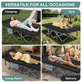 ZENPETIO Camping Cot for Adults, Heavy-Duty Portable Cot Bed with Mattress, Foldable Padded Sleeping Cots for Camping Travel Tent Day Bed Outdoor & Home Guest, Max Load 500 LBS, 75x28x15”